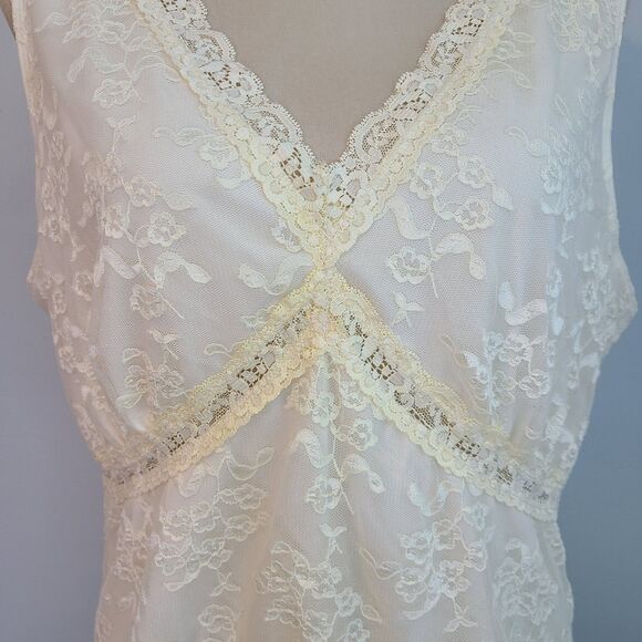 Worthington Womans 1X Lined Lace Tank Cami 1X Cream Coquette Angelic Bohemian - Picture 6 of 11